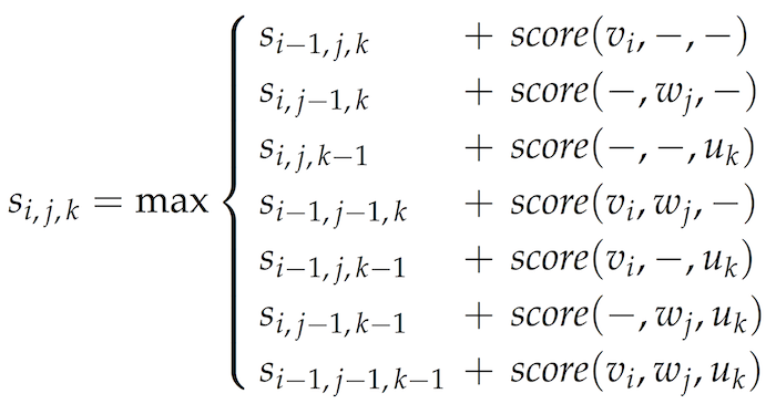 Multiple alignment recurrence
